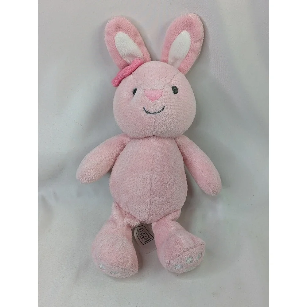 Carters Pink Rabbit Plush 10 Inch Rattle‎ Just One You Stuffed Animal Toy